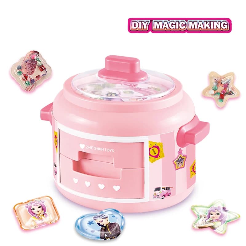 24Pcs 3D Magic DIY Sticker Machine Rice cooker Creative Children's Handmade Gift Box Set Hand-Made Toys for Girls Kids Craft kit