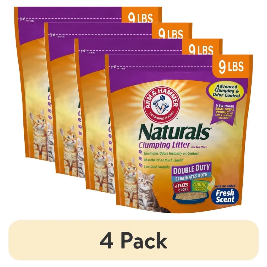 4 Pack Naturals Clumping Cat Litter - Excellent Odor Control Fresh Scent Ideal for Multi-Cat Homes Easy Cleanup 9 lbs Total