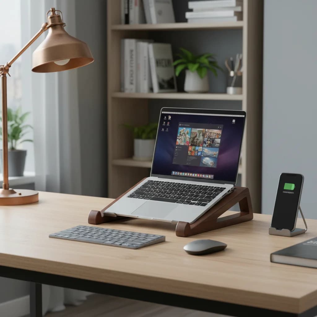 New Wooden Laptop Stand Ventilated 12° Adjustable Angle Tablet Stand Portable Ergonomic Laptop Bracket for 10-17inch