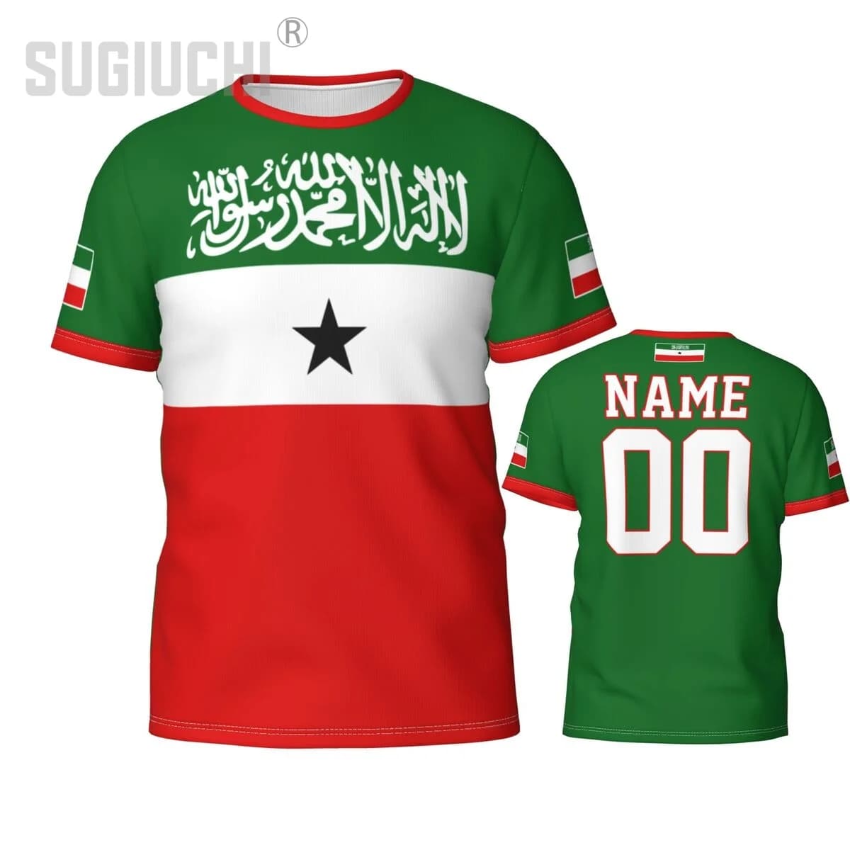 Magliette 3D con emblema della bandiera della Somaliland, nome e numero personalizzati, abbigliamento per uomo e donna, magliette per tifosi di calcio, regalo.