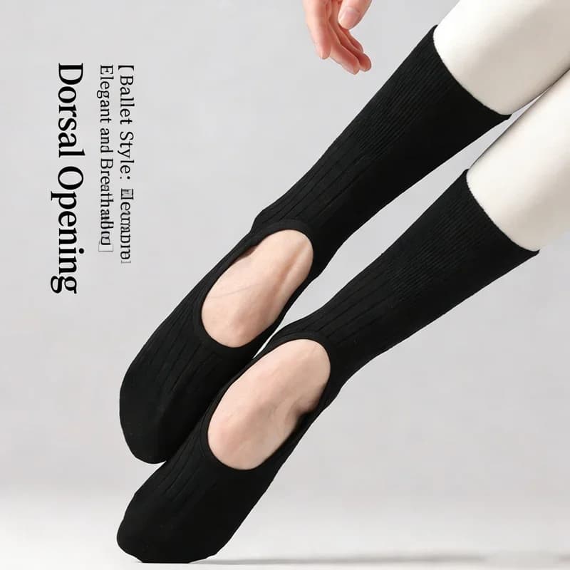1 Pair of Backless Aerobic Exercise Pilates Socks Dance Trampoline Fitness Socks Floor Socks Mid Tube Yoga Socks