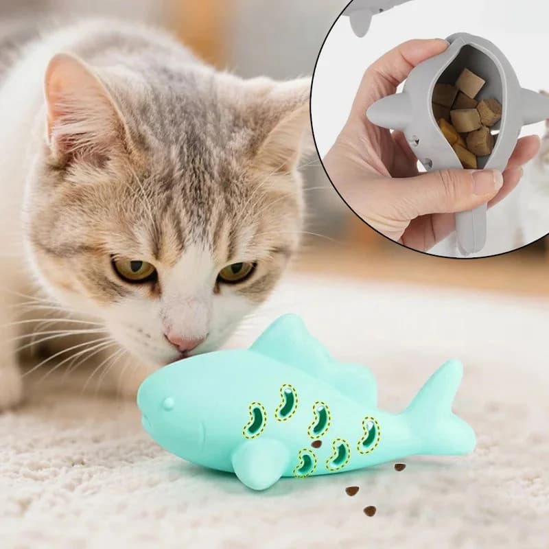 Cat InteractiveToys Food Leakage Kitten Teeth Cleaning Fish-shaped Silicone Cat Toy Bite Resistant Cat Toy Supplies