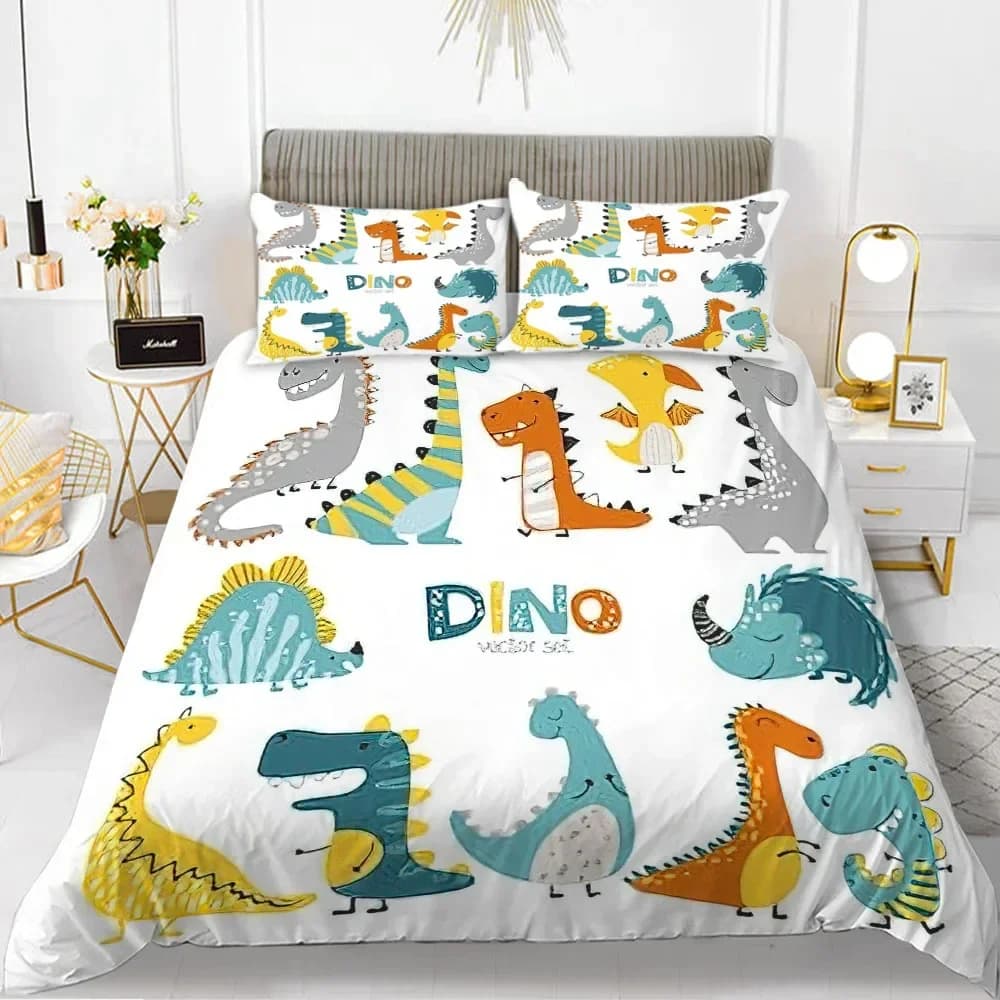 Set biancheria da letto drago cartone animato Stampa digitale 3D Set da 2-3 pezzi (senza nucleo) Adatto per set copripiumino camera da letto Decorazioni di Halloween