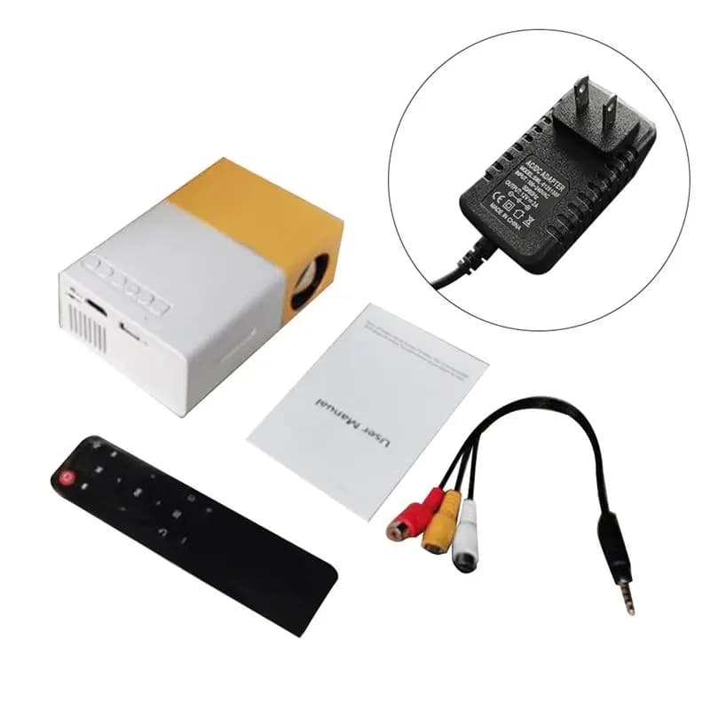 Nuovo modello di stagione scolastica Mini proiettore multifunzionale per aula LED Mini proiettore HD wireless 1080P con spina americana, giallo-bianco