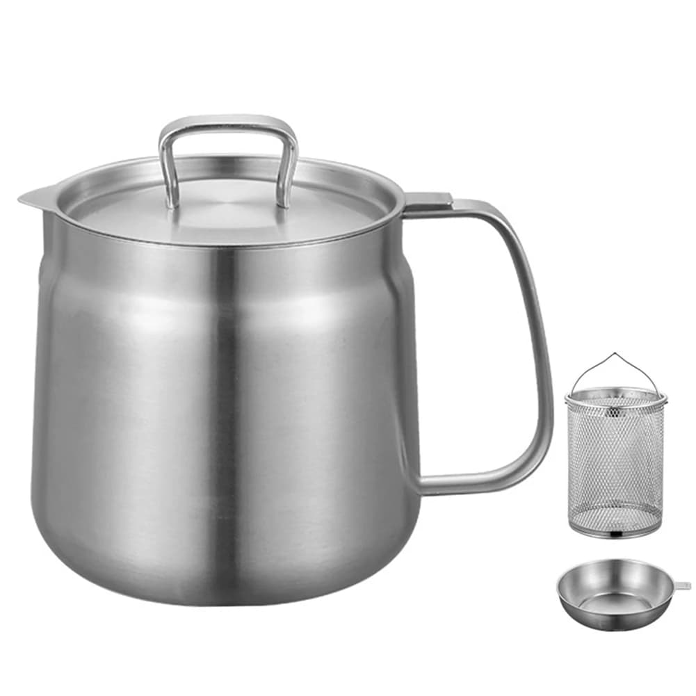 Cooking Oil Filter 1.5L, Stainless Steel Bottle, Multifunctional Sewer for Filtering Oil for Frying Fried