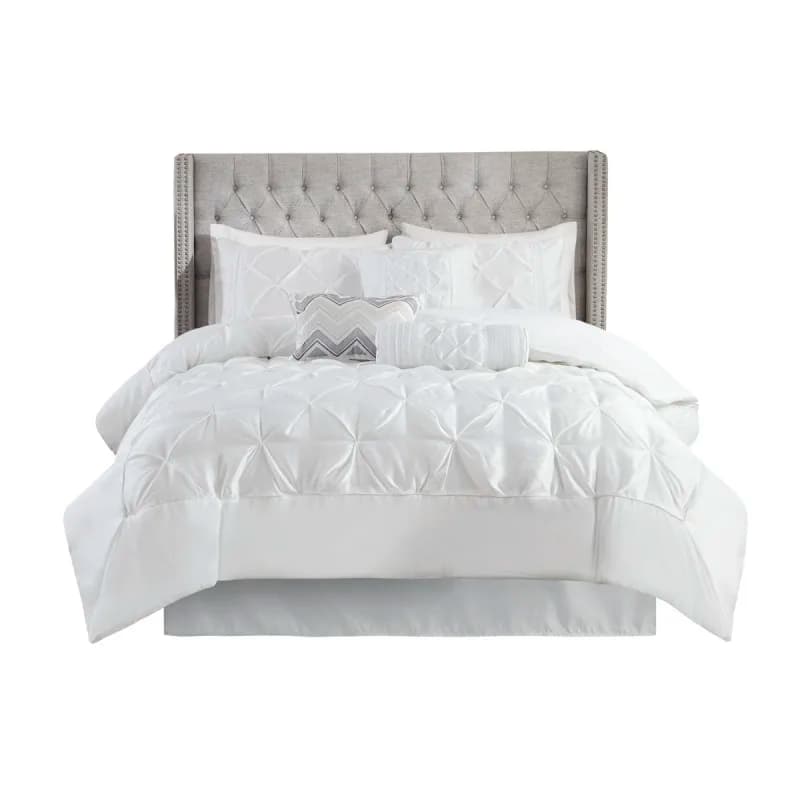7 Piece Tufted Comforter Set White King