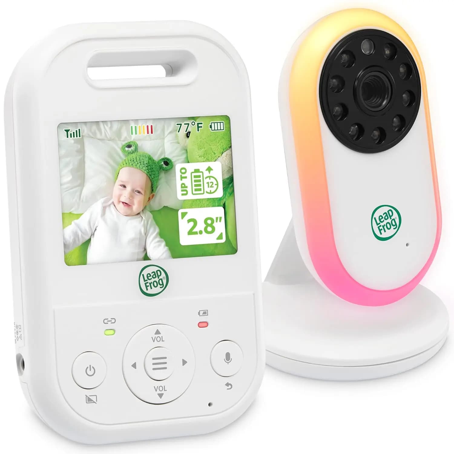 Monitor per Bambini con Schermo LCD IPS da 2,8 Pollici, Visione Notturna, Audio Bidirezionale, Ninna Nanna, Sensore di Temperatura e Portata di 300 Metri
