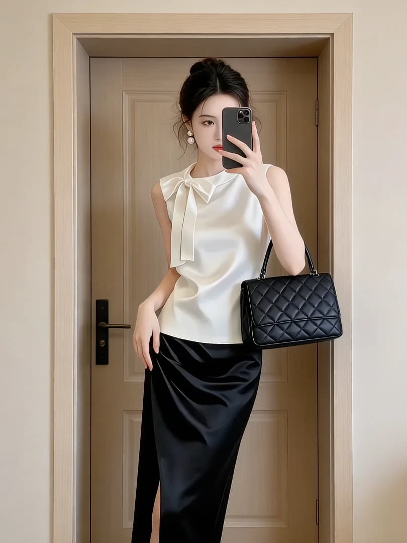 Stunning Luxury Knot Sleeveless Top And Half Skirt Set Women's Summer Elegant Design Two-Piece Suit Fashionable Ens...