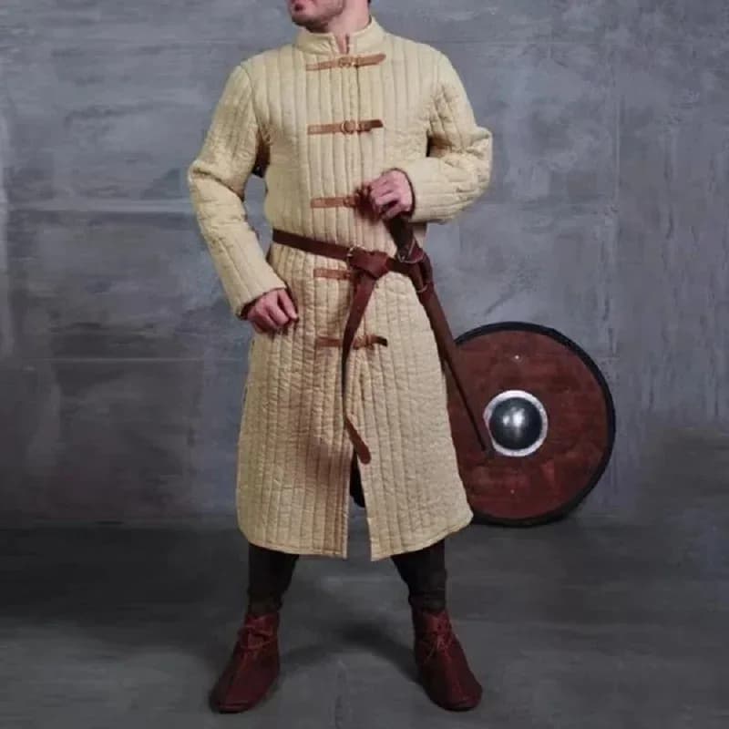 S-5XL Cosplay Costume da armatura medievale Uomo Gambeson Giacca con cinturino Larp Guerriero vichingo Cavalieri pirata Vestito in pelle Coata;3,v'5.t;8
