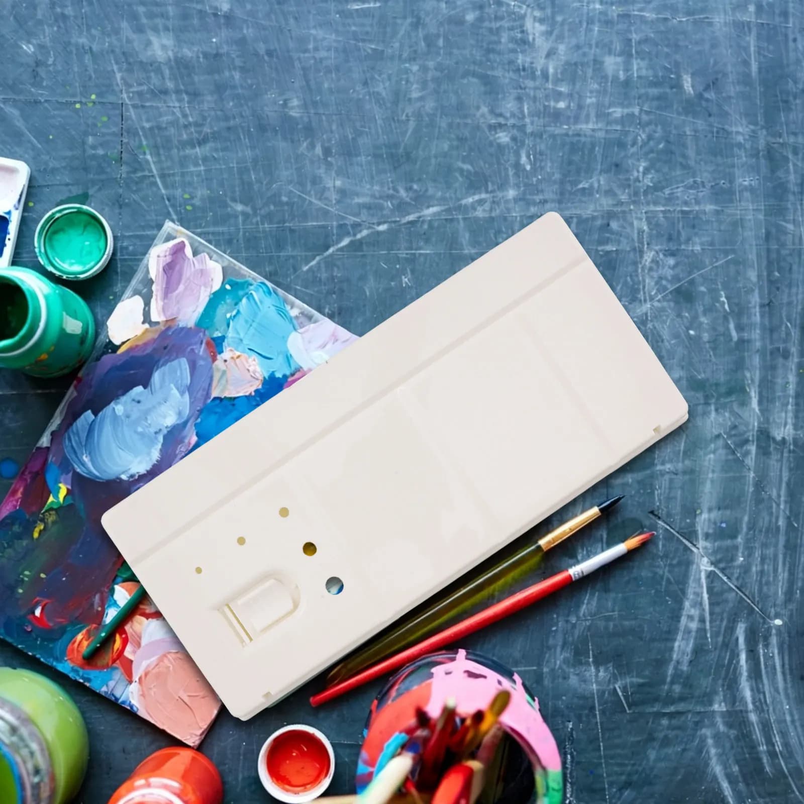 Large Folding Paint Palette 30 Compartment Tray Thumbhole Paint Mixing Box with Lid for Watercolor Gouache Acrylic