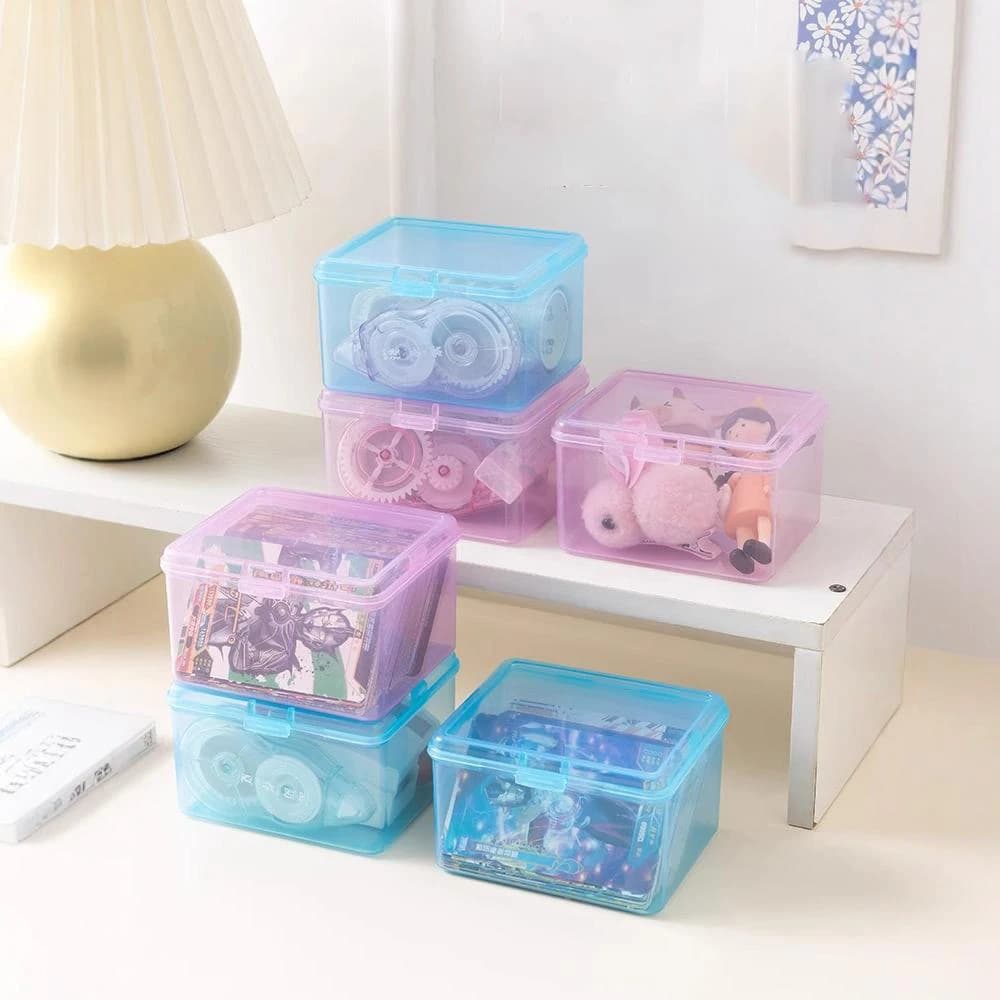 Scatola portaoggetti coreana in plastica trasparente Cartoline fotografiche Piccola scatola per carte fotografiche Scatola per organizer da scrivania Classificazione Flip Case Cancelleria