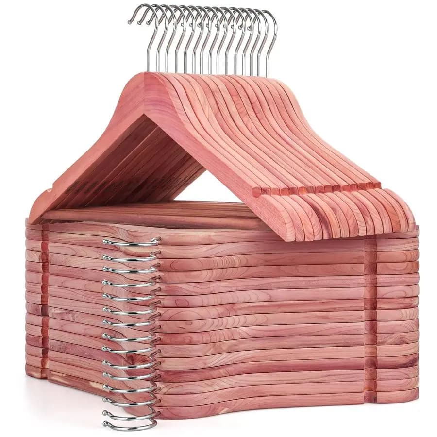 Clothes rack in American Red Cedarwood, Pack of 30, Armour hangers, Wood Clothes rack with Smooth Cutlery, 360° Flexible Hook