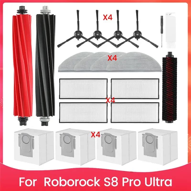 ABWZ - Per Robot Aspirapolvere Roborock S8 Pro Ultra, Spazzole Laterali Rotanti Principali, Filtri, Panni per la Pulizia, Sacchetti Raccoglipolvere, Strumento di Pulizia