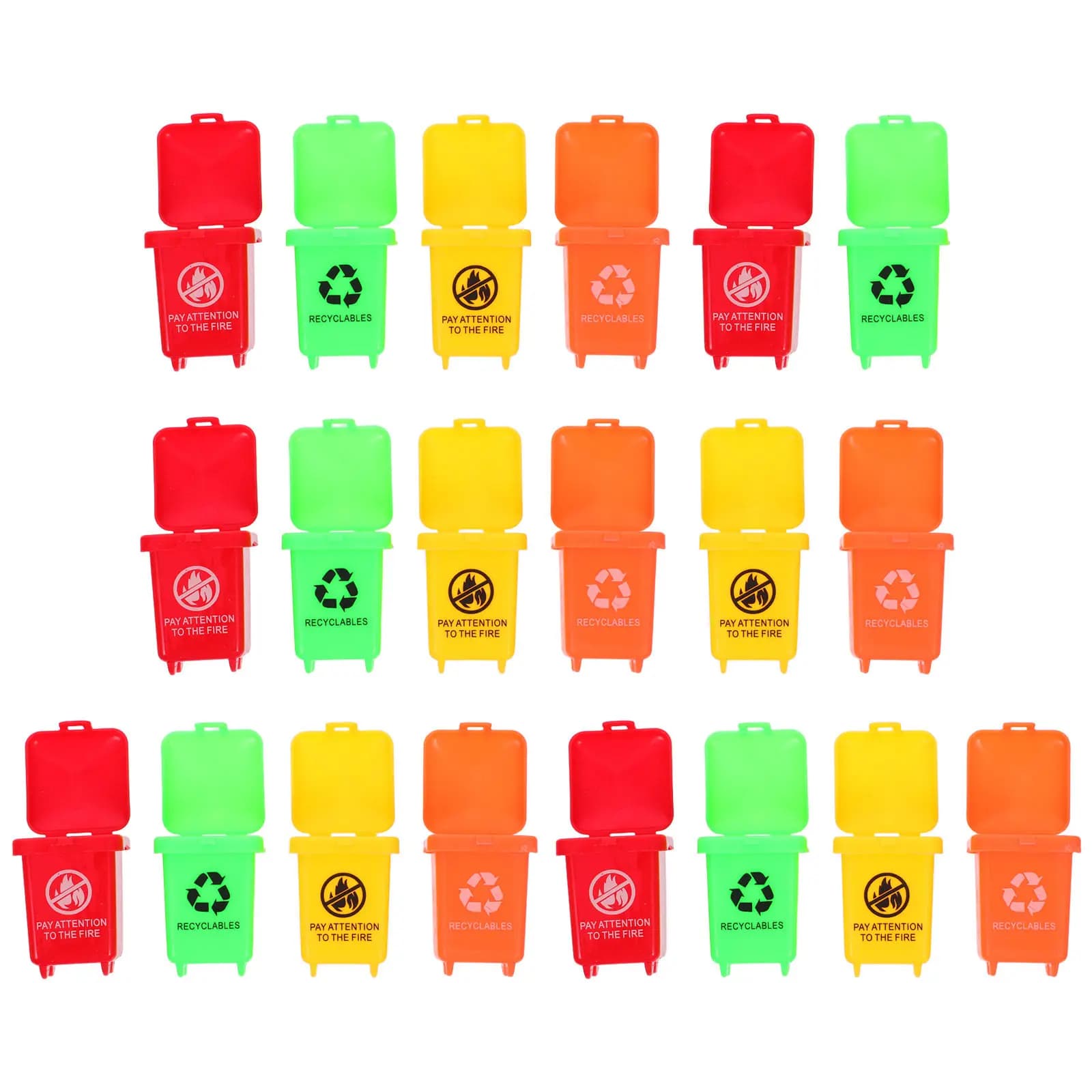 20Pcs Miniature Recycling Bin Set Plastic Sorting Trash Cans for Children Early Tidying Habits Classroom Playroom Eco Education