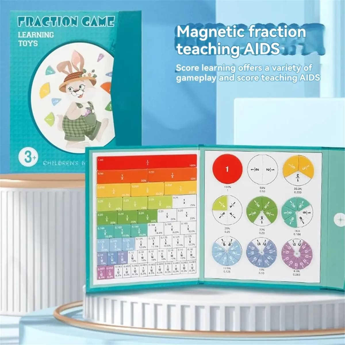 KSOL Set di 103 Pezzi STEM Magnetic Math Master, Piastrelle e Cerchi per Frazioni, Regalo Educativo per Bambini