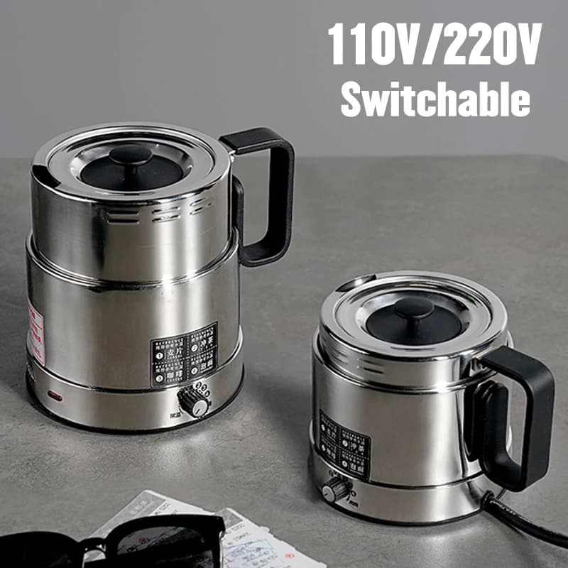 110V/220V Folding Electric Kettle Switching Voltage Electric Kettle Portable Travel Pot Adjustable Temperature 304 Stainless Steel Pot