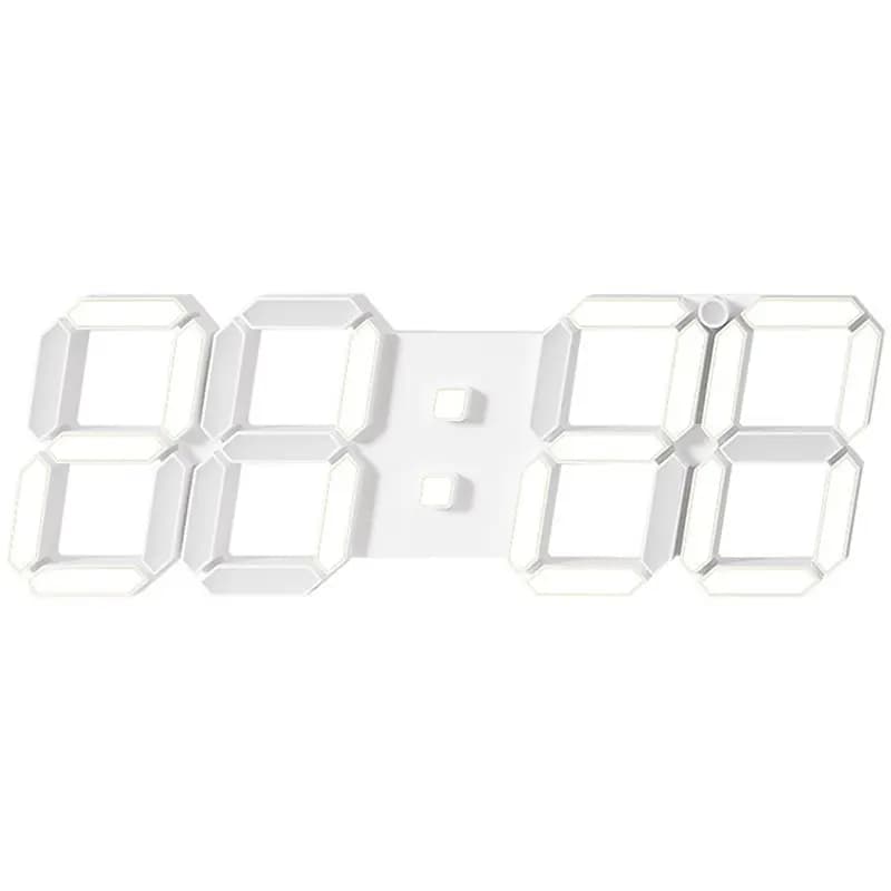 Exquisite-Silent Night Light LED Clock With Remote Control, Wall Mount Design- White Frame& White Light Style, 1 Set For Home Us