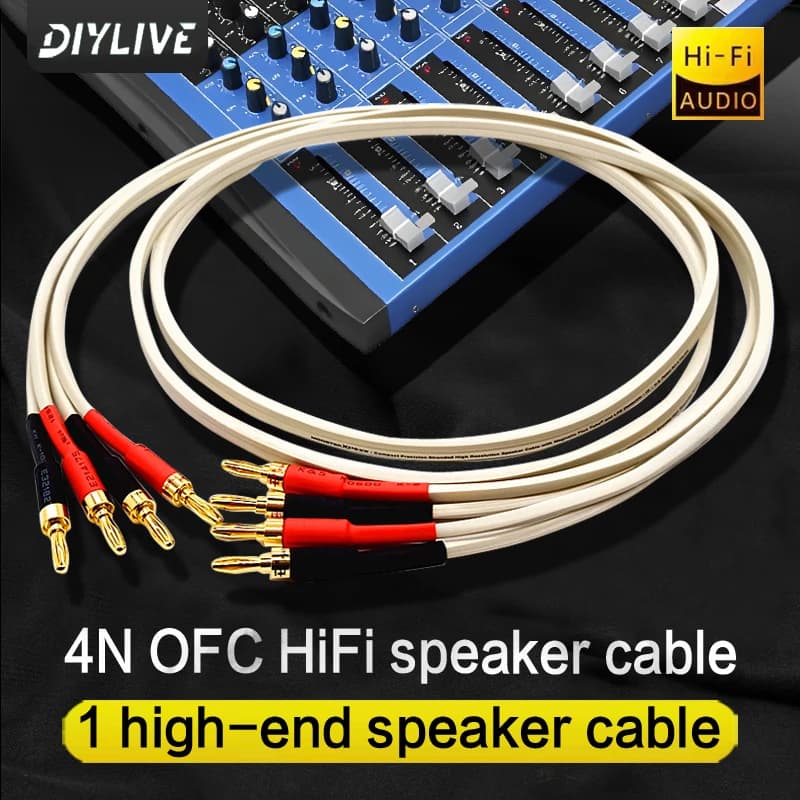 4N Oxy-Free Copper Power Amplifier Speaker Cable 5.1 Surround Sound Connection Universal Banana Head Y Plug-In Audio Cable