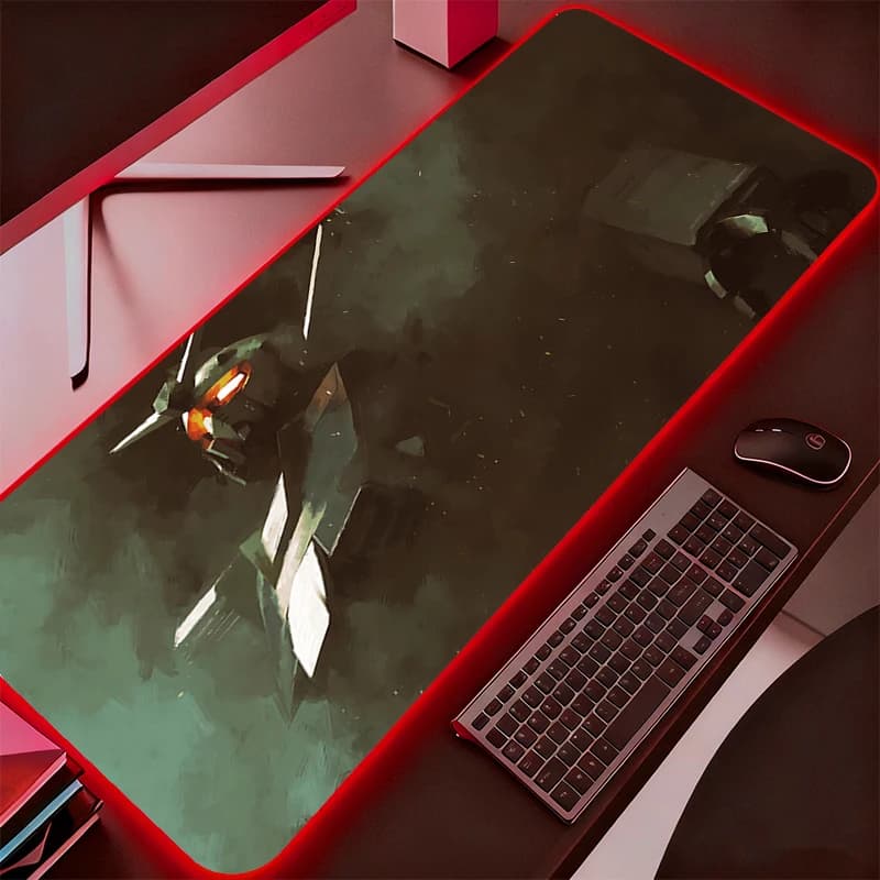 Tappetino per mouse per computer Mobile Suit Gundam, tappetini per mouse LED per giocatori, tappetino per mouse da gioco XXL, tappetino per tastiera e mouse con retroilluminazione