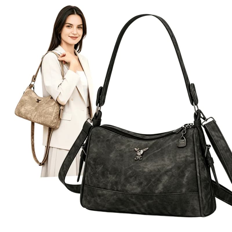 Women's Large Capacity PU Leather Crossbody Satchel Lightweight Tote Bag for Office Commute Fashionable Hobo Shoulder Bag