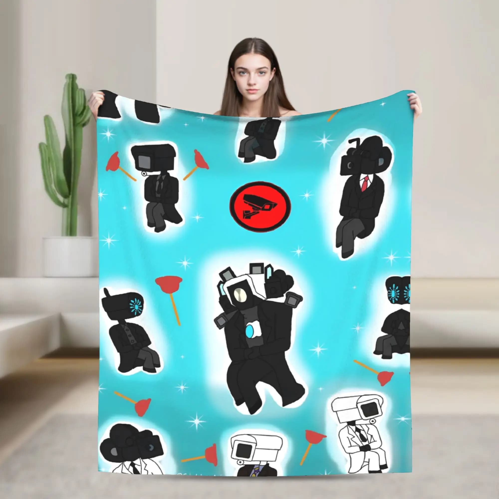 Warm Blanket Picnic Skibidi Toilet Speakerman Throw Blanket Flannel Bedspread For Home Decor Fashion Sofa Bed Cover