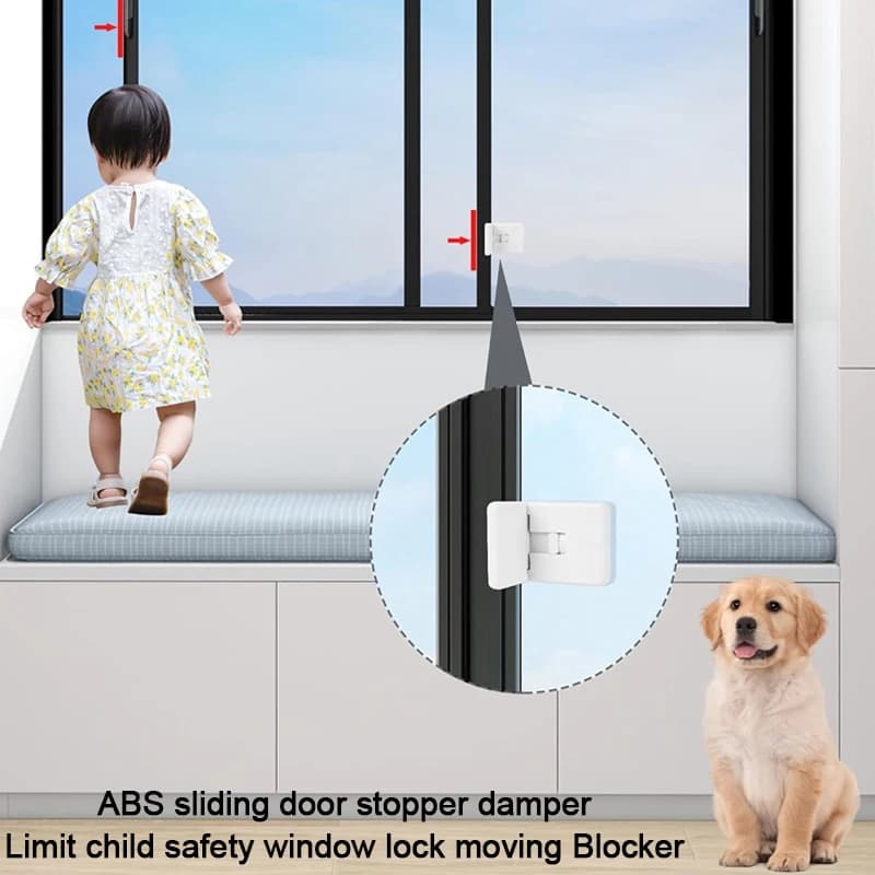 ABS sliding door stopper damper Limit child safety window lock moving Blocker for Drawer Cabinet Door Wardrobe baby protector