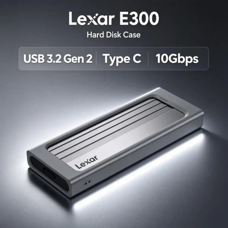 Lexar E300 M.2 SSD Enclosure USB 3.2 Gen 2 Type C Mobile Hard Disk Housing for 2230/2242/2260/2280 NVMe SSD