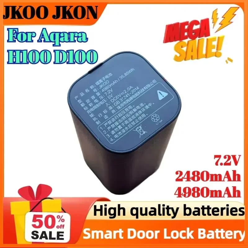 JKOO JKON 7.2V 2480mAh 4980mAh Rechargeable Battery for Aqara H100 D100 Smart Door Lock Battery