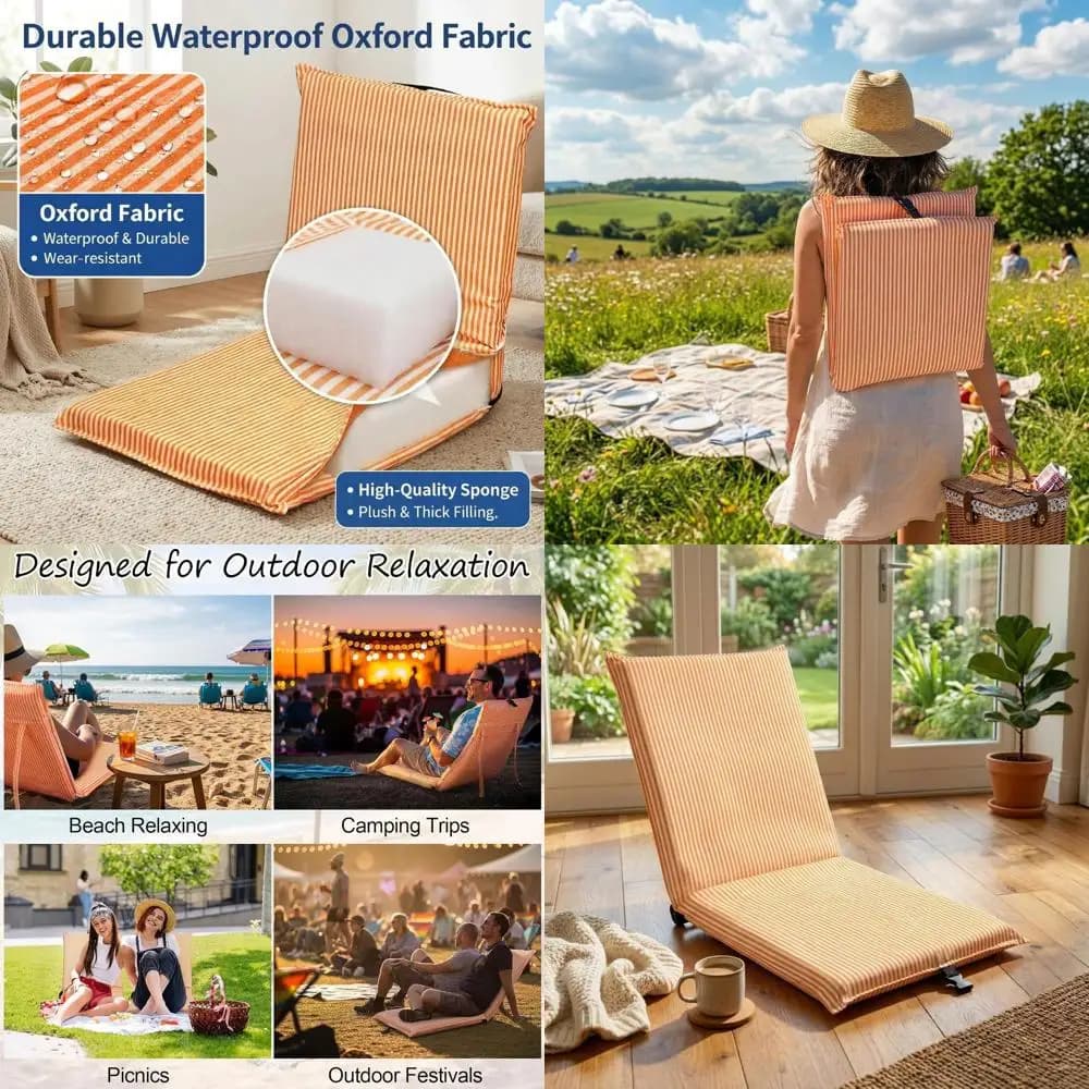Sedia da Terra Regolabile con Supporto Lombare per Adulti - Seduta Imbottita Portatile, Letto, Divano, Poltrona Reclinabile e per Meditazione nel Soggiorno