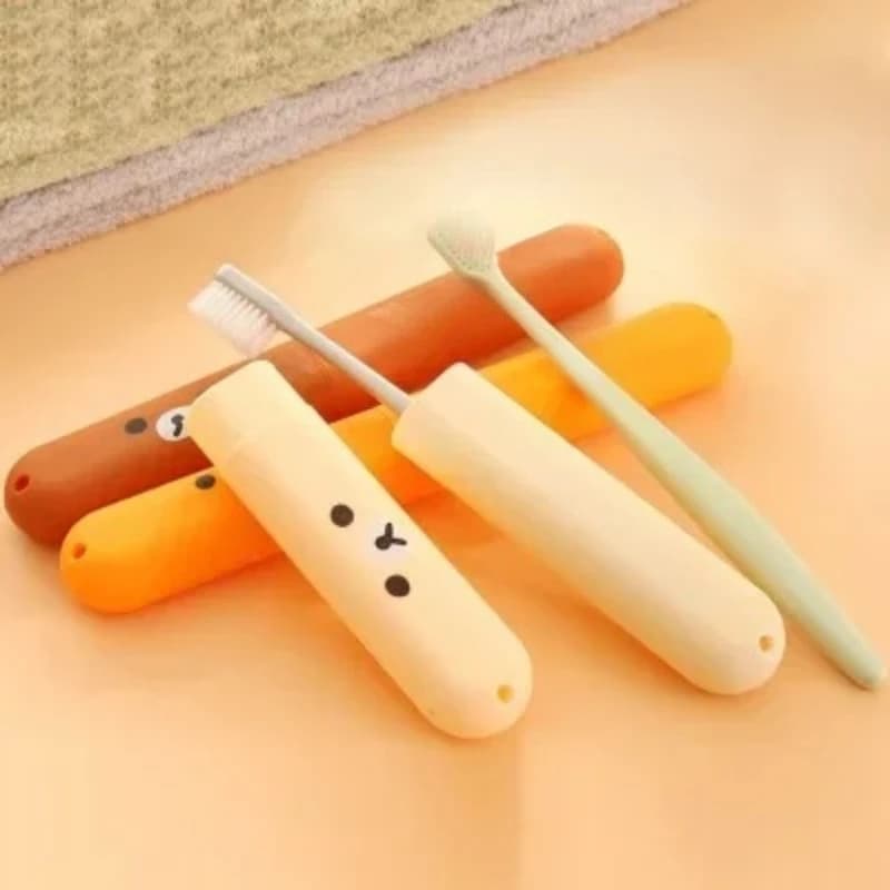 Scatola Portatile da Viaggio per Spazzolino, Contenitore Porta Spazzolino, Set Spazzolino da Denti con Design Orsetto Cartone Animato, Set Spazzolino da Toilette