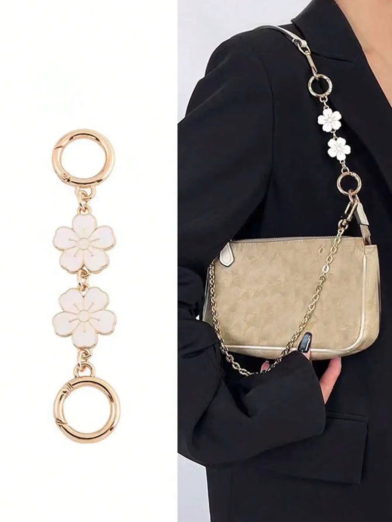 Catenella per borsa con fiori di ciliegio, estensore tracolla per borsa a mano, accessorio pendente per portafoglio