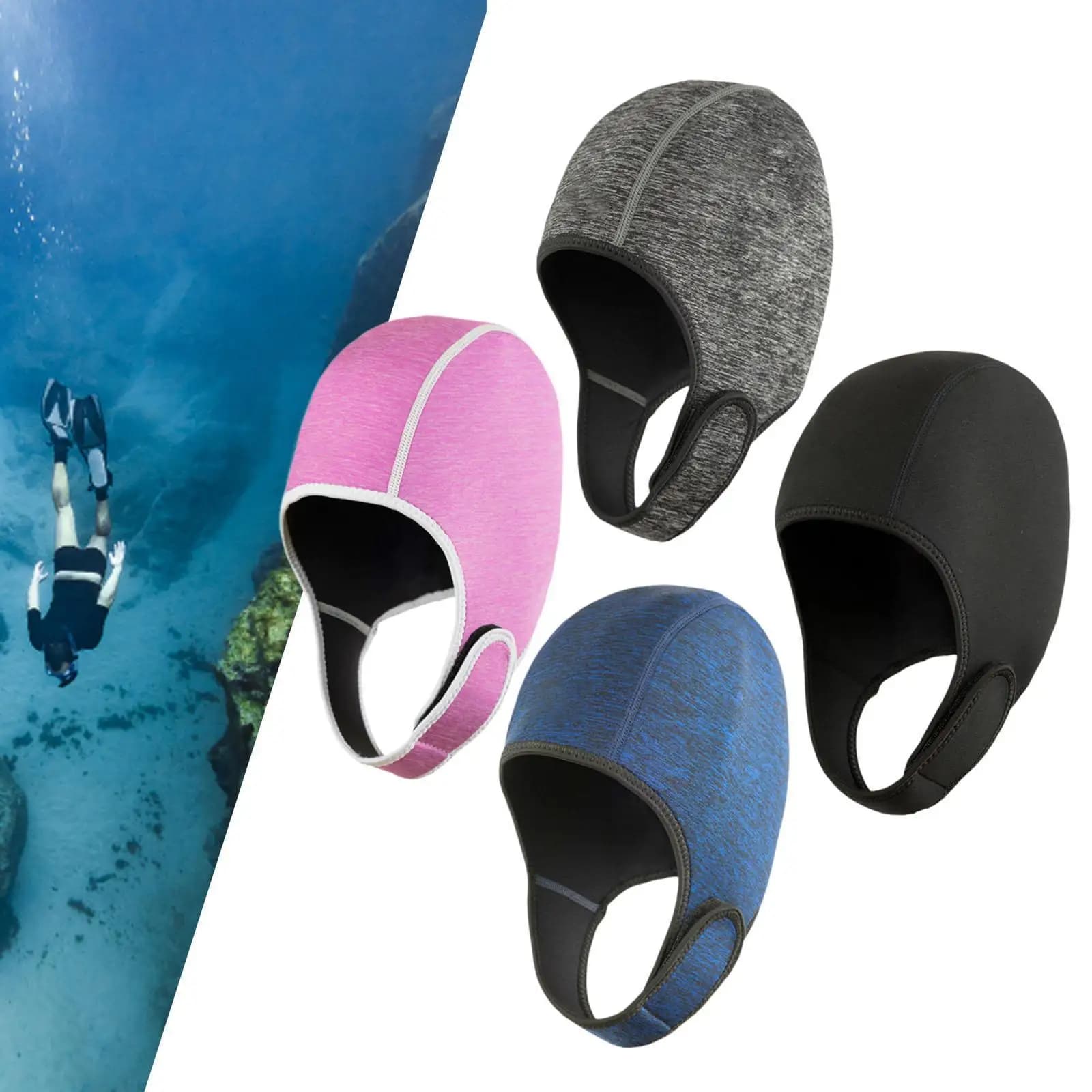 2mm Neoprene diving cap, Adjustable, for Diving, Swimming, Rafting, Kayaking, Canoeing - for Adults