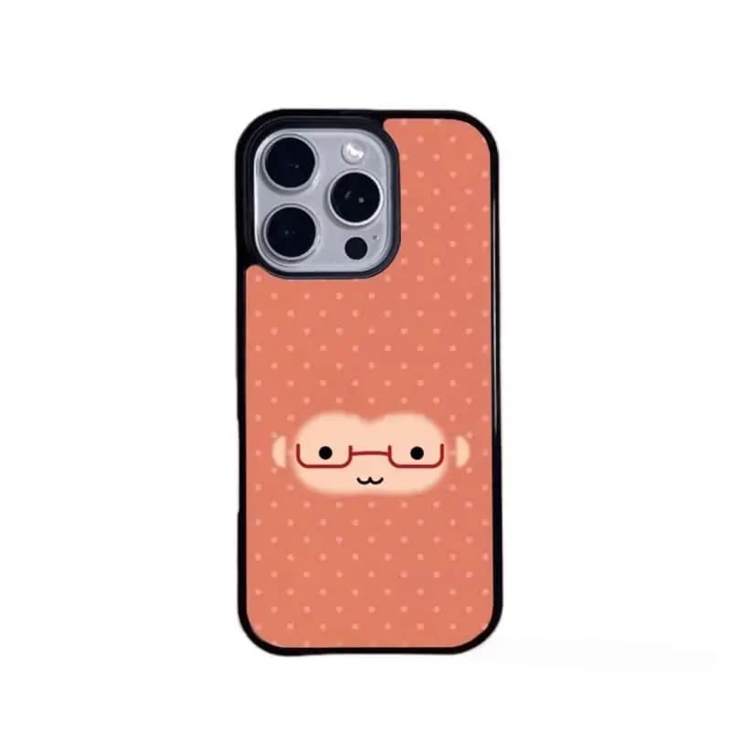 Cover per iPhone 17 Air 16 Pro Max 15 14 Plus 13 12 11 antiurto in silicone con scimmietta con occhiali rossi e pois