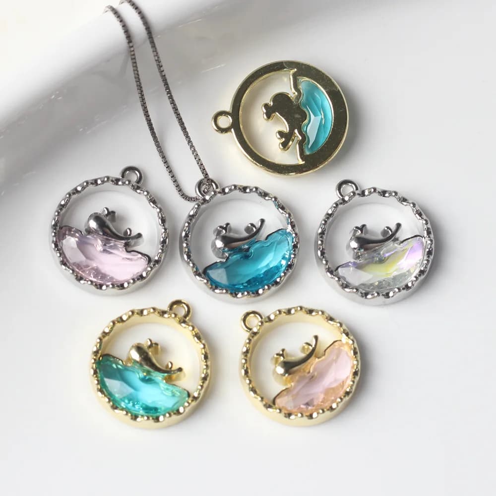 6 pcs/lot 16*18MM In Zinco Alloy Strass Inlaid Ocean Whale Pendants And FAI Pendants By The Bracelet Earrings Accessories