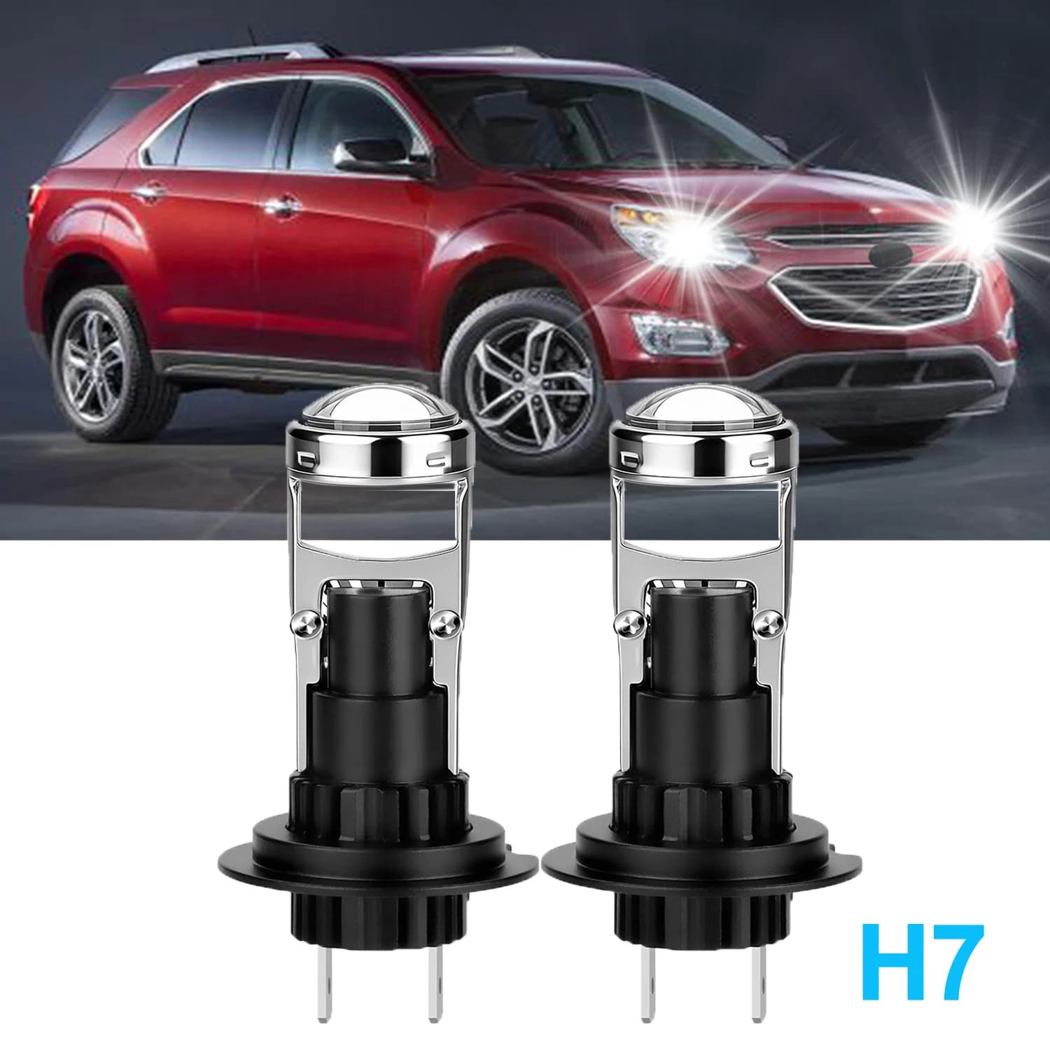 Mini Proiettore LED H7 per Fari Auto, Lampadine Canbus 30000LM, Fascio Alto/Basso, Mini Lampada 12V 6000K Bianca