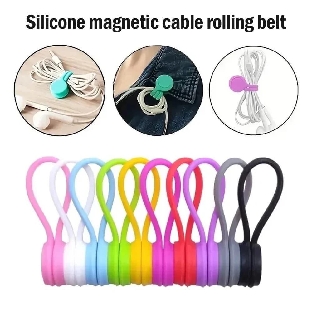 Fascette magnetiche Robusto organizer per cavi in silicone per cavi Cavi Cucina Frigo Ufficio Cinghie magnetiche riutilizzabili Indicatore di libri