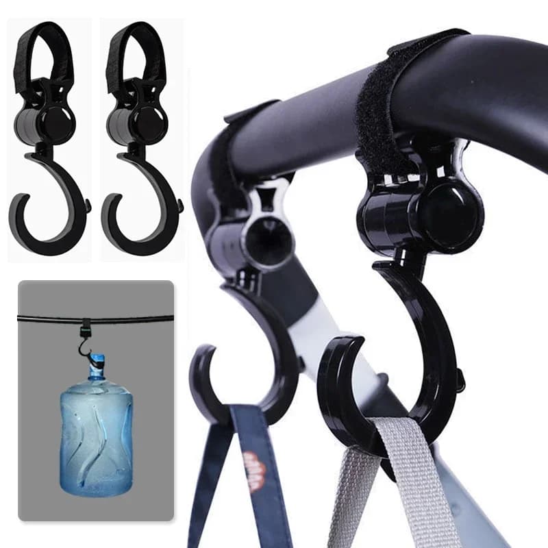 2 pezzi ganci per bambini Multi passeggino carrozzina gancio clip 360 gradi ruota ganci carrello organizzatore strumento in metallo passeggini accessori