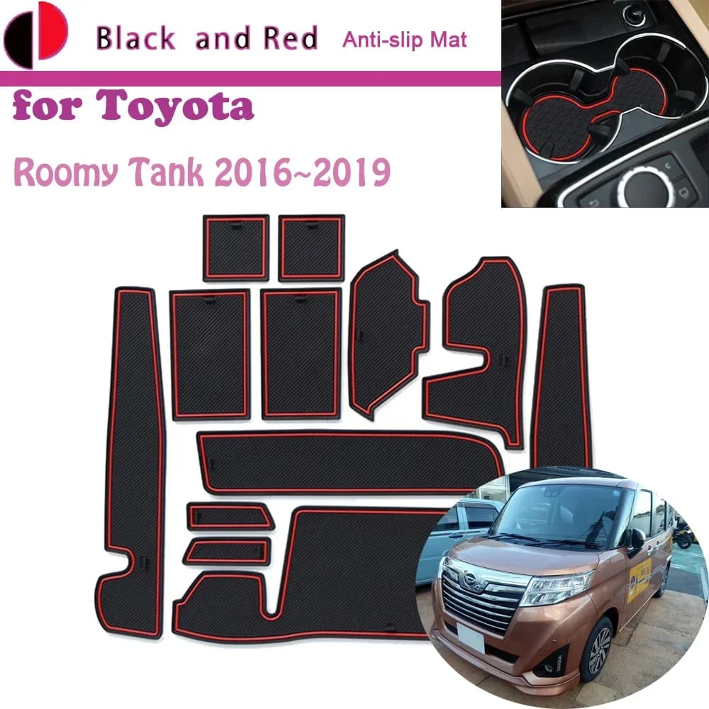 Rubber Groove Mat for Toyota Space Tank M900 Daihatsu Thor 2016 ~ 2019 Pillow Gate Storage Slot Dust Wall decal