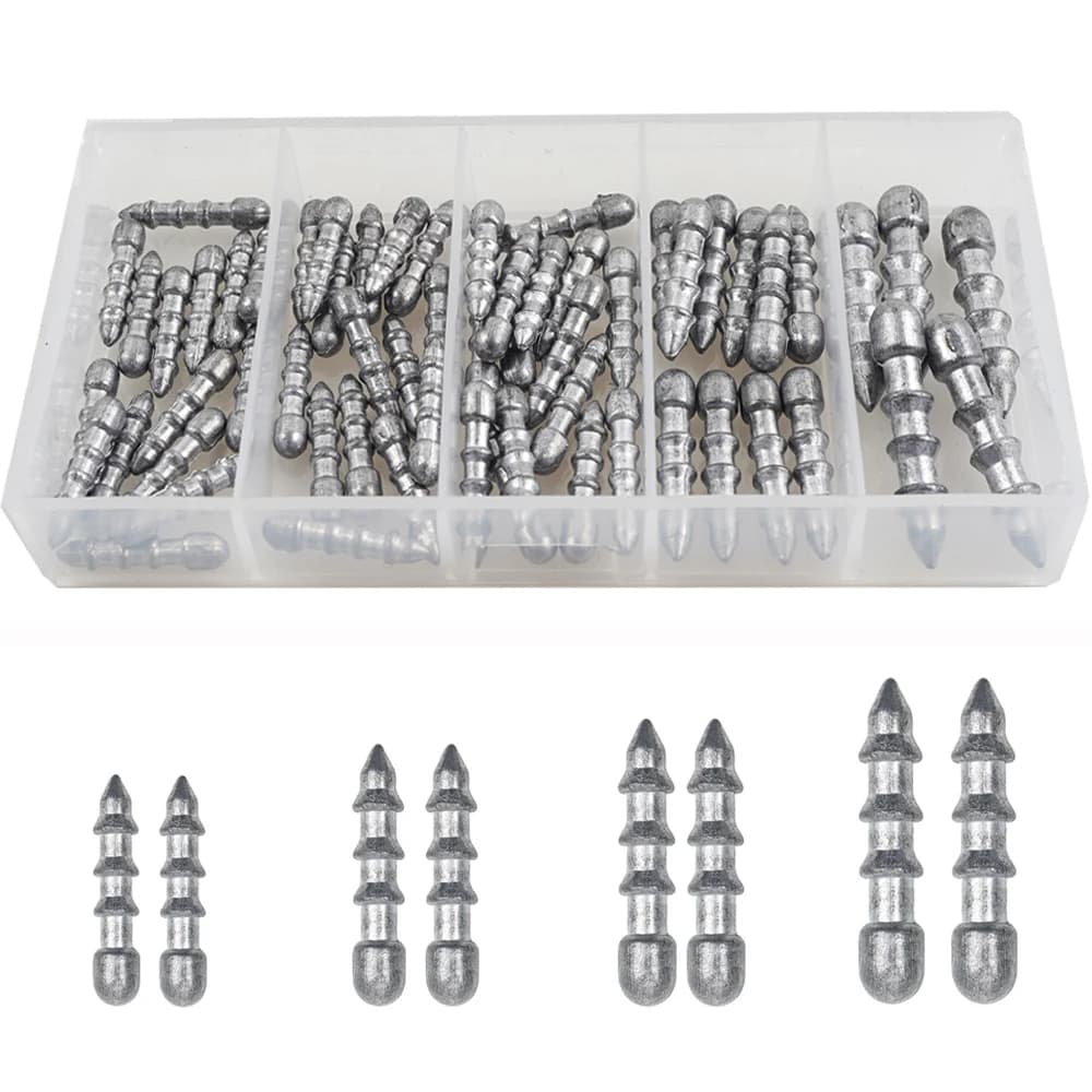 60 pcs nail weights Worm Fishing platine insert weights for Wacky rigs Neko Rig Tools Bass Trout Soft worm lure fishing gear