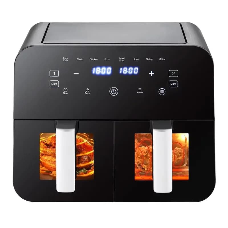 for 9L Double 4.5L Deep Basket Smart Non-stick Strap Visible Window Electric Digital Air Fryer Hot Sale