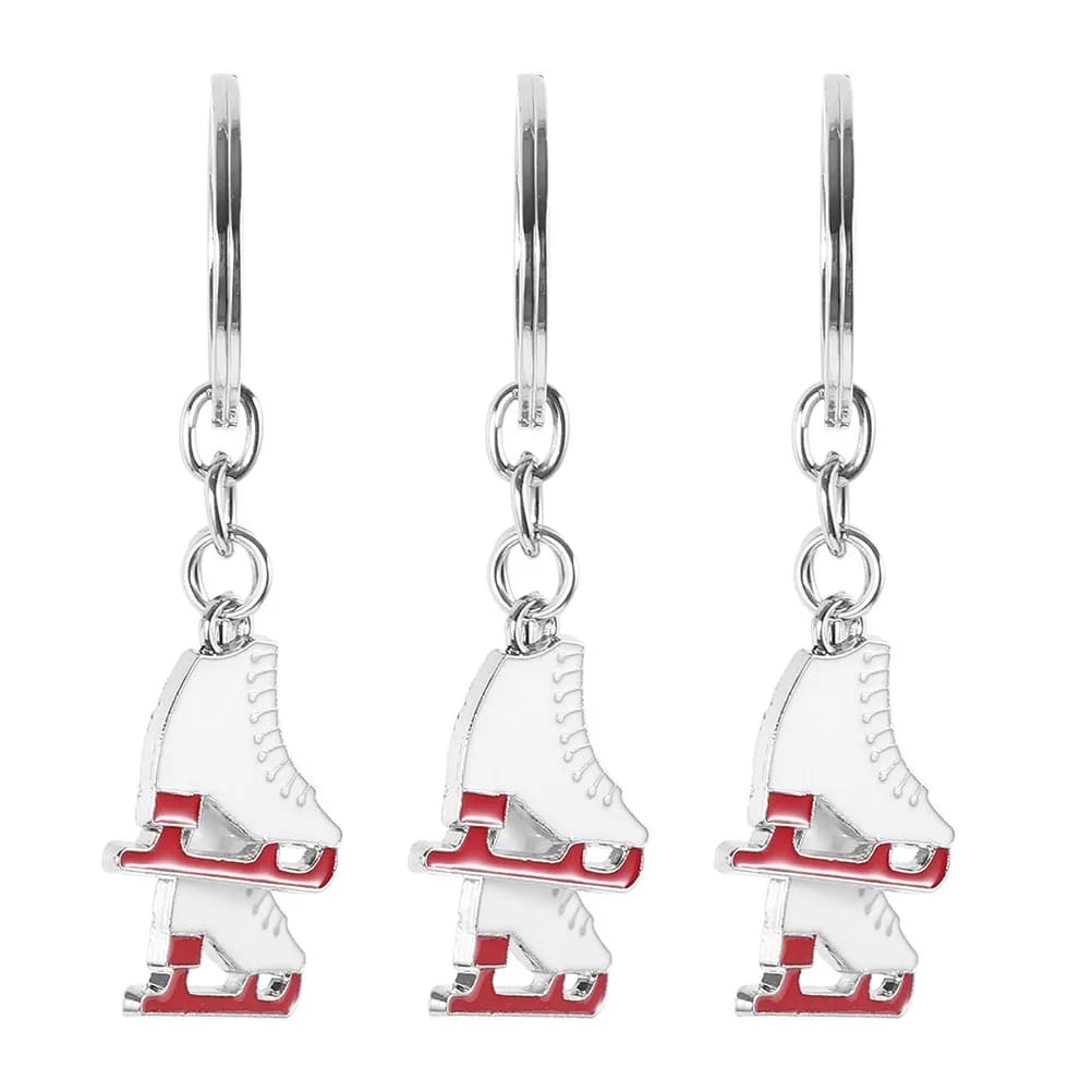 Set di 3 Portachiavi a Forma di Pattini da Ghiaccio in Metallo, Ciondoli per Borse, Accessori per Pattinaggio, Regalo Originale