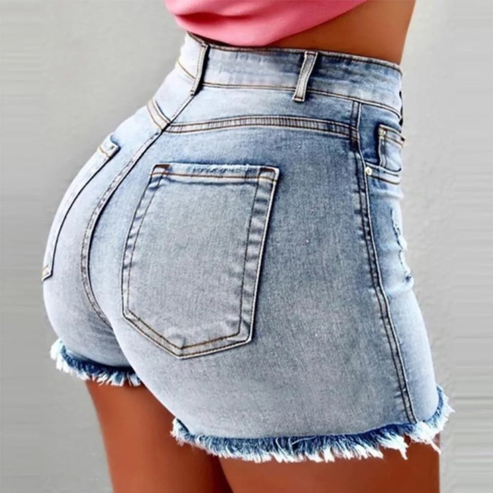Women's High Waisted Distressed Ripped Denim Shorts Frayed Hem Stretchy Summer Hot Pants Casual Streetwear110