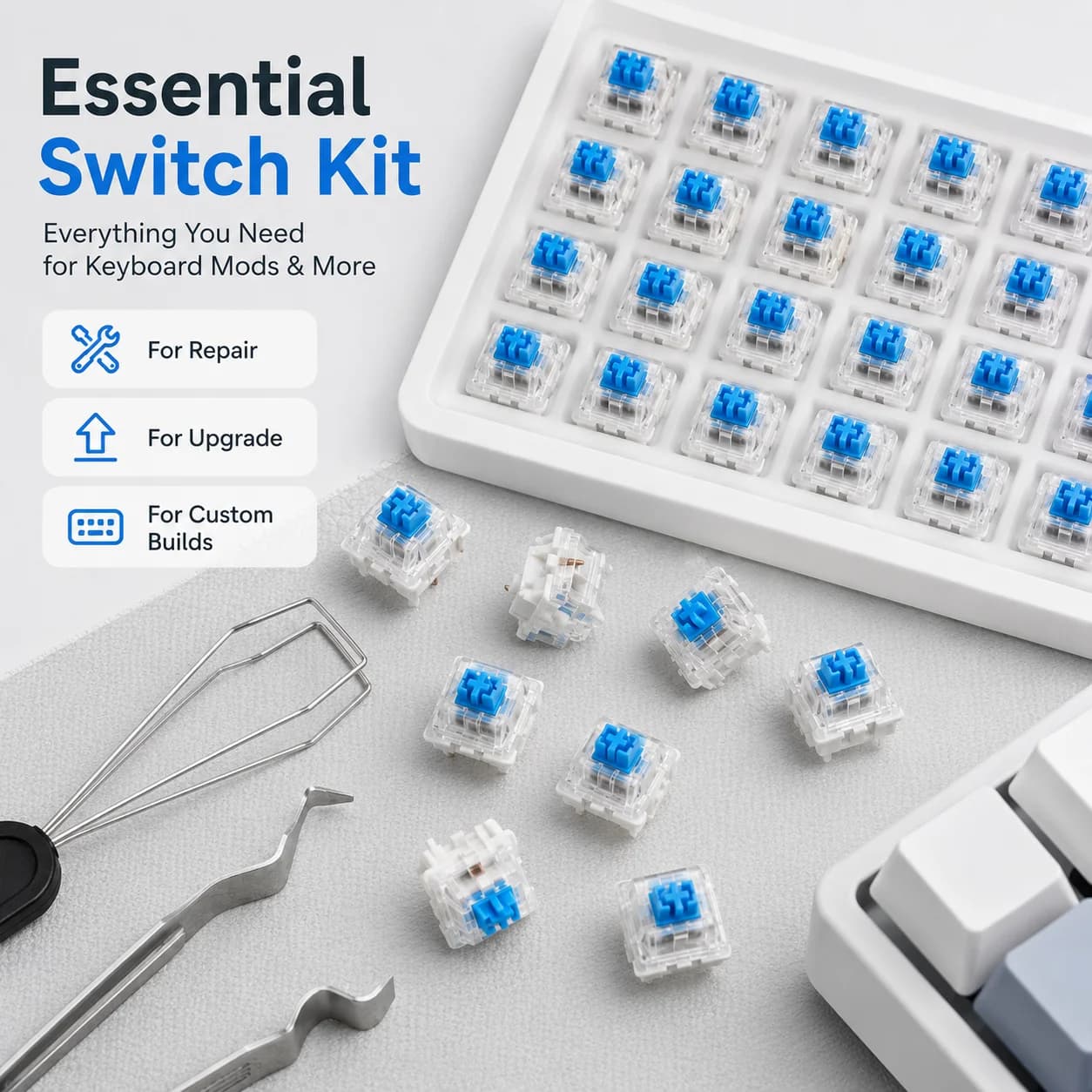 3 Pin Mechanical Keyboard Switches 30 50 100PCS DIY Replacement Key Switch Set for Custom Gaming Office Keyboard Repair
