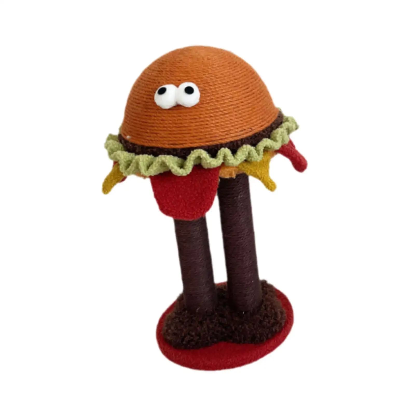 Hamburger Shape Cat Scratch Post for Indoor Cats Cute Sturdy Base Unique Funny Sisal Rope Cat Scratching Pole for Kitty Cat