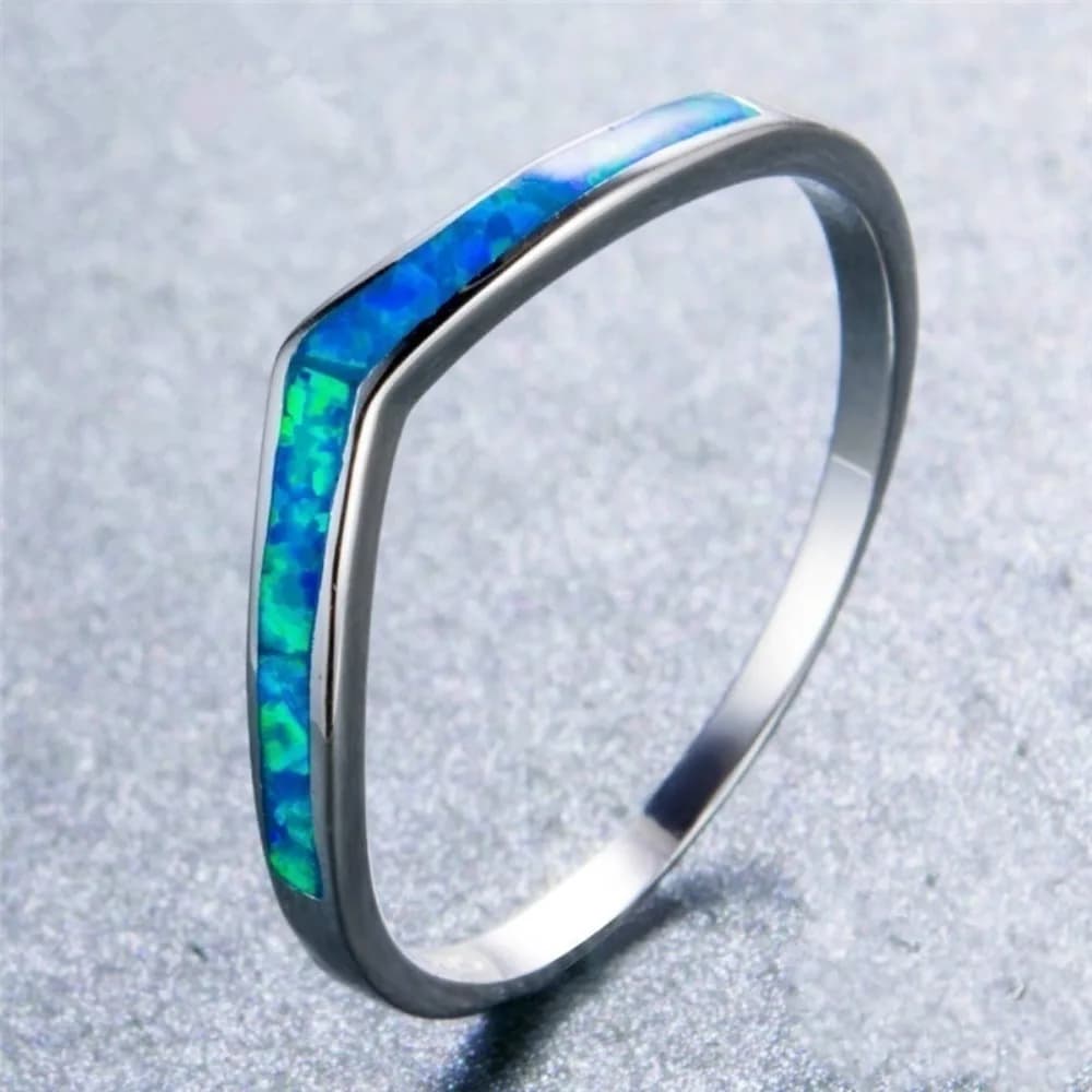 Nuovo Anello a V in Opale, Semplice e Creativo, Accessorio Romantico da Sposa, Gioiello per San Valentino e Feste