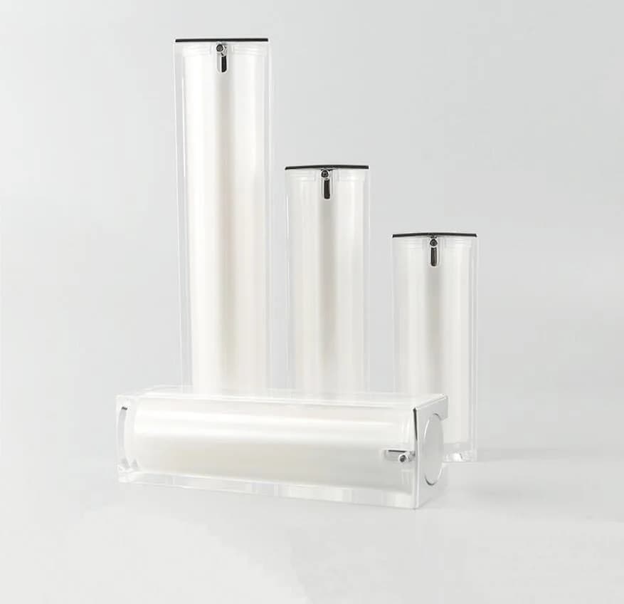 Flacone quadrato in acrilico da 100 ml, colore oro/bianco perla, per siero/lozione/emulsione/fondotinta/confezionamento cosmetico, flacone in plastica.