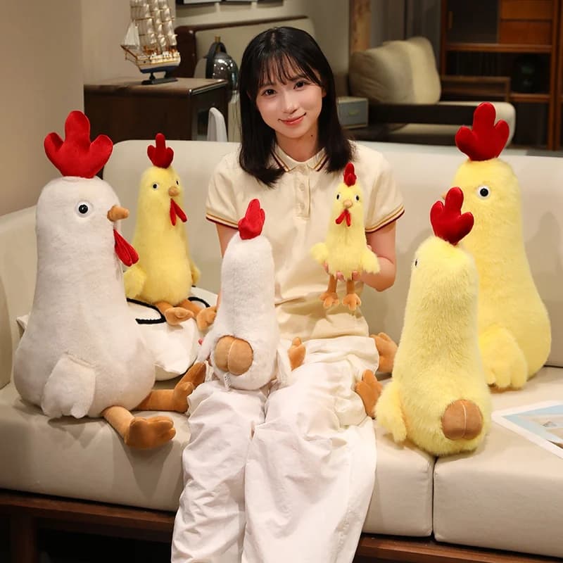 Kawaii Long curvy hips Chicken Plush Toy Pillow Soft Fluffy Cartoon Sleeping Stuffed Doll Cushion Girls Boys Birthday Gift Toy