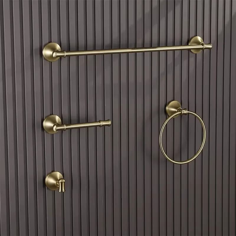 Bathroom Accessories Set Wall Mounted Brushed Gold Toliet Tissue Paper Holder Towel bar 4 Pieces Hardware Set