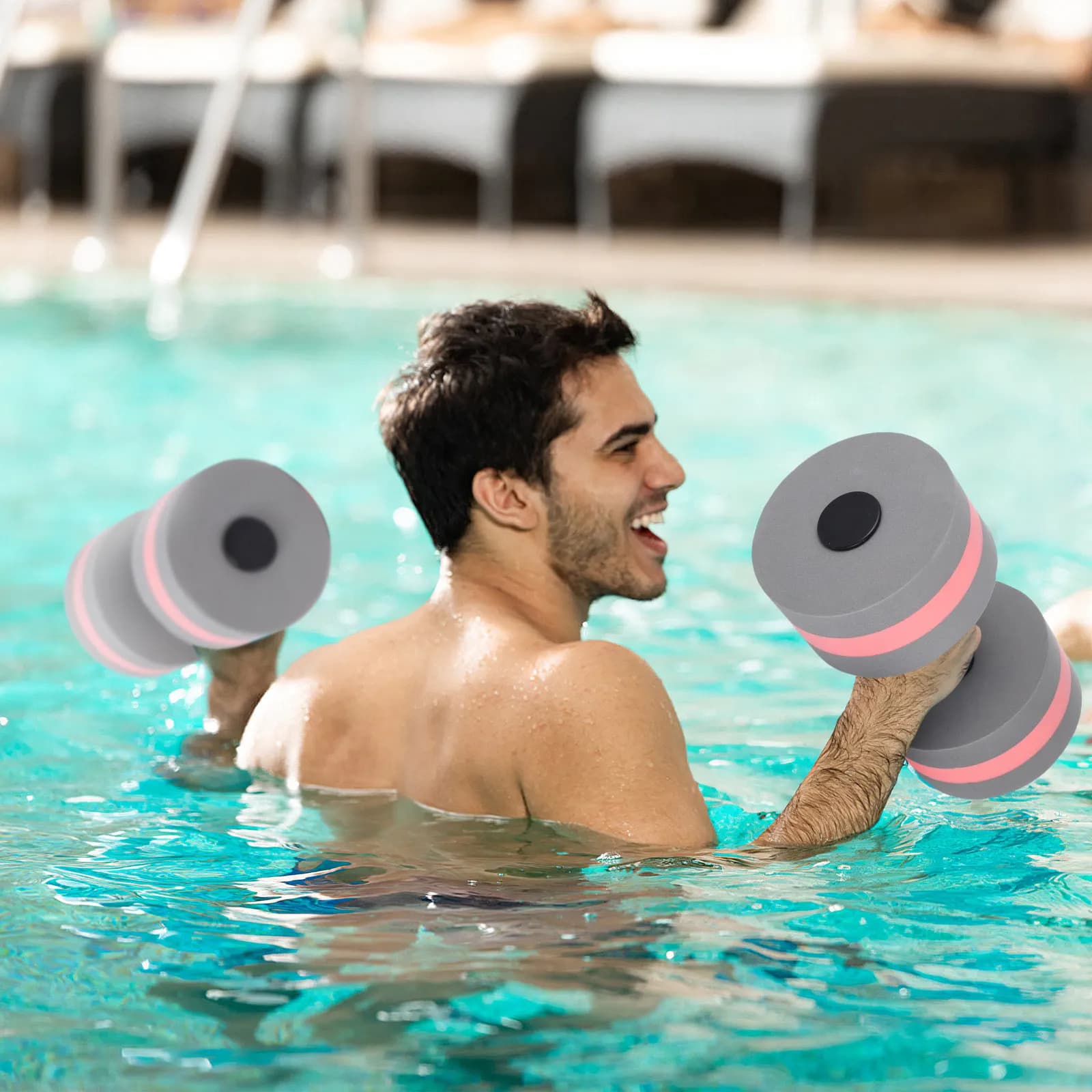 2Pcs Floating Dumbbells Eva Water Barbell for Swimming Pool Spa Fitness Exercises Lightweight Resistance Water Dumbbells for Men
