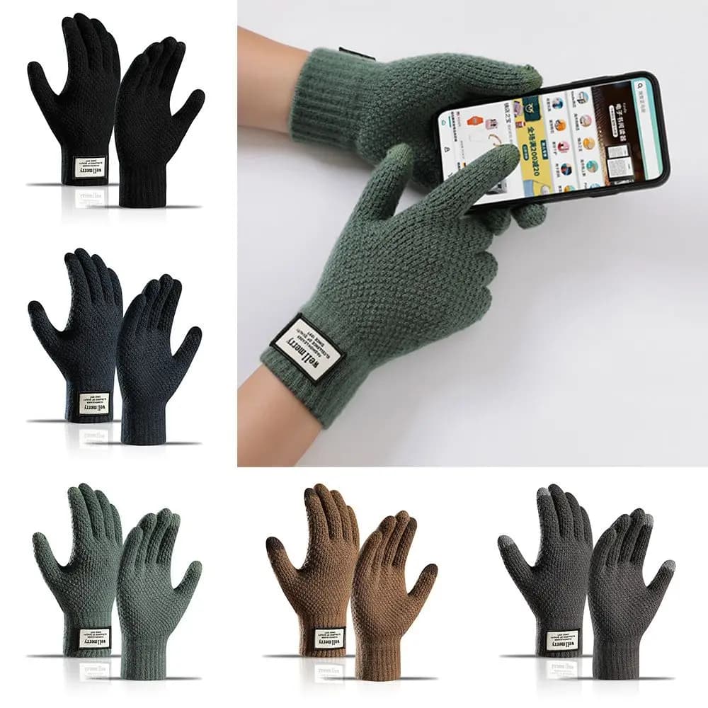 Knitted High Quality Business Thicken Touch Screen Male Mitten Wool Cashmere Men Gloves Cycling